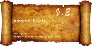 Vavrek Ervin névjegykártya