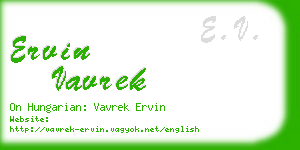ervin vavrek business card
